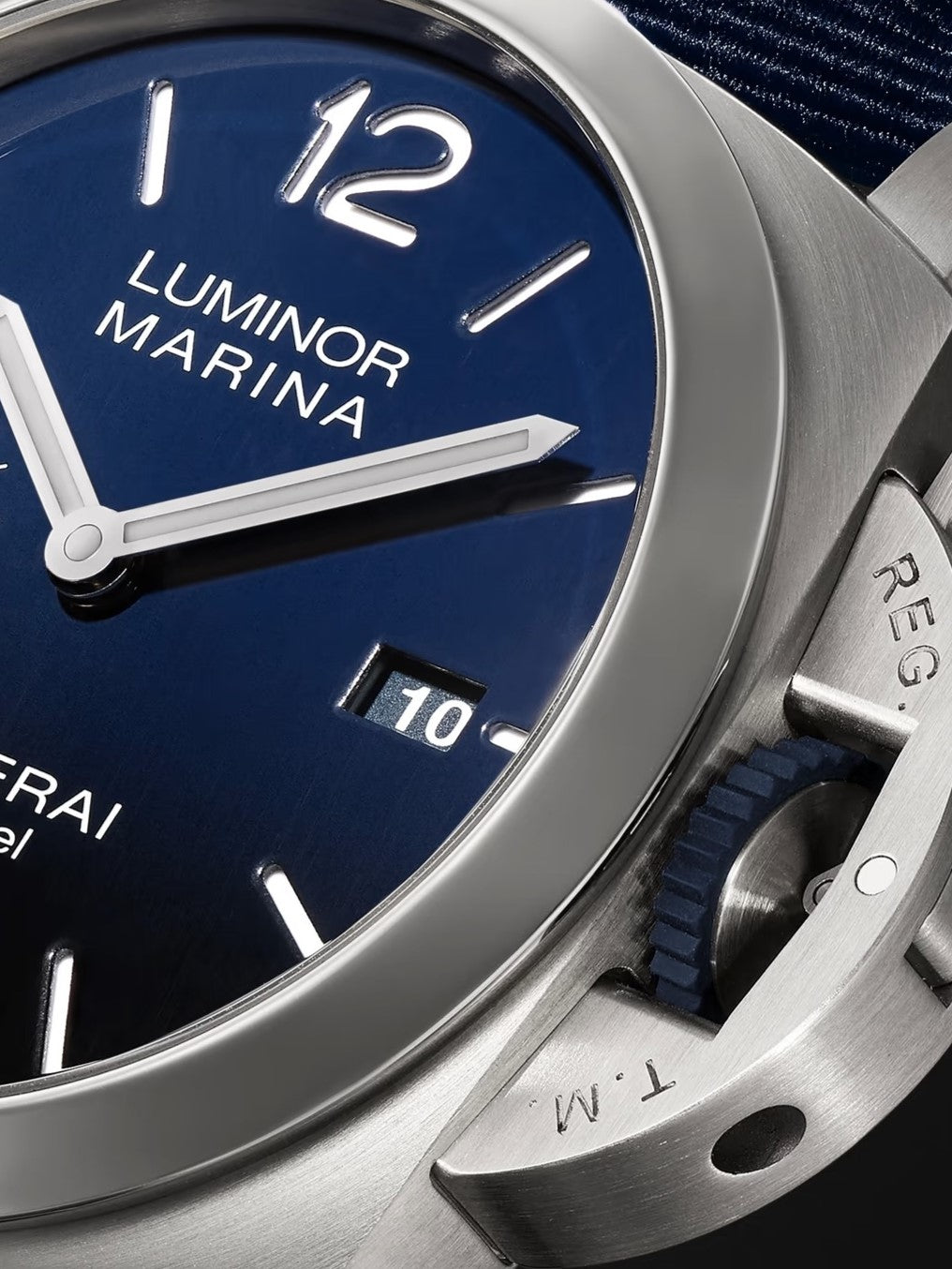 Panerai Luminor Marina PAM1157 W TTF SS Blue Dial Blue Nylon Strap P9010