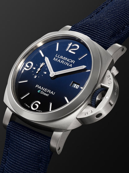Panerai Luminor Marina PAM1157 W TTF SS Blue Dial Blue Nylon Strap P9010