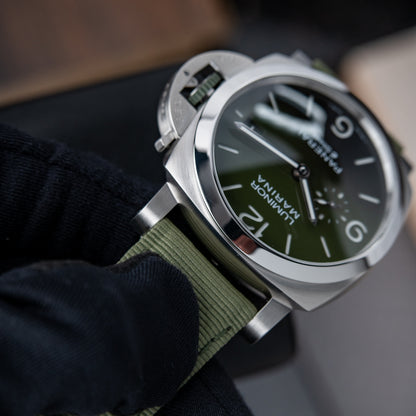 Panerai Luminor Marina PAM1356 W TTF SS Green Dial Green Nylon Strap P9010