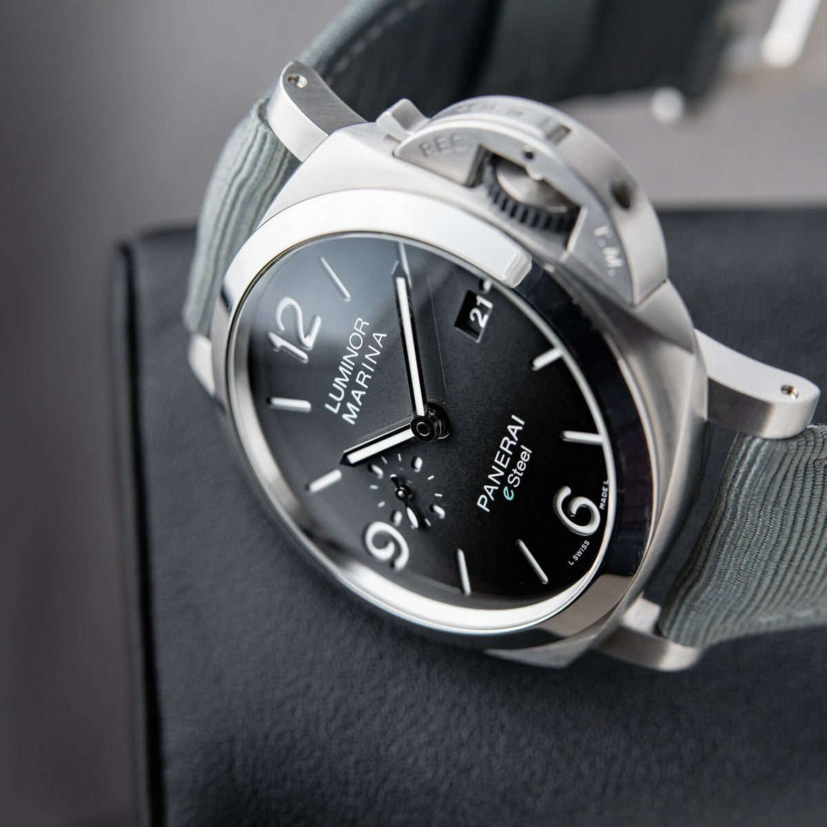 Panerai Luminor Marina PAM1358 W TTF SS Grey Dial Grey Nylon Strap P9010