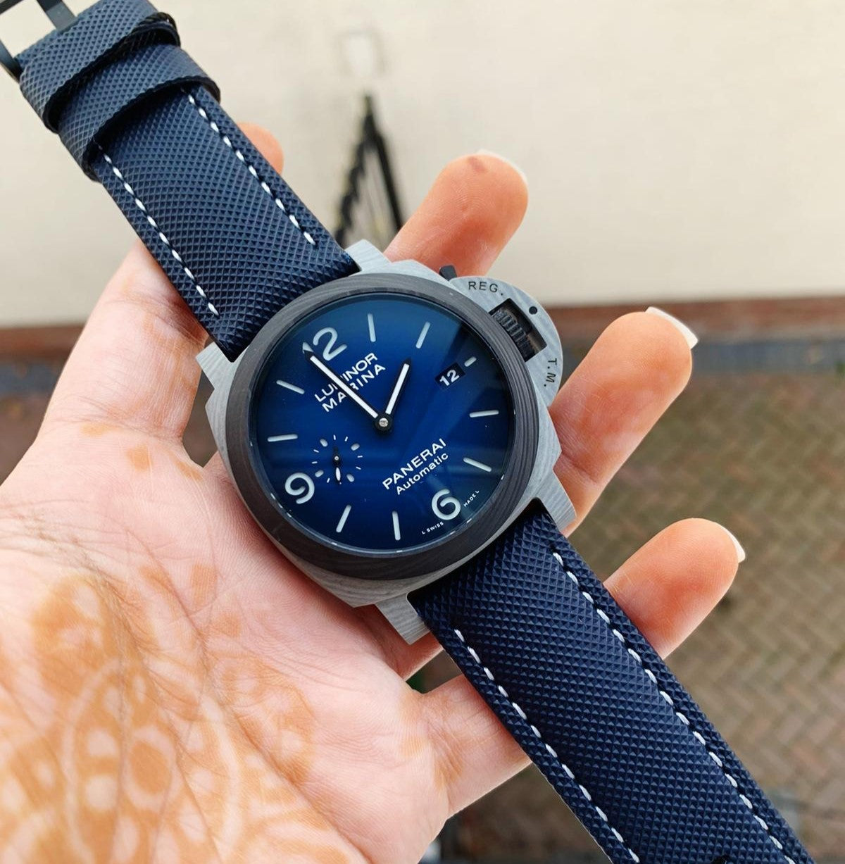 Panerai Luminor Marina PAM1663 VSF Carbotech Blue Dial P9010