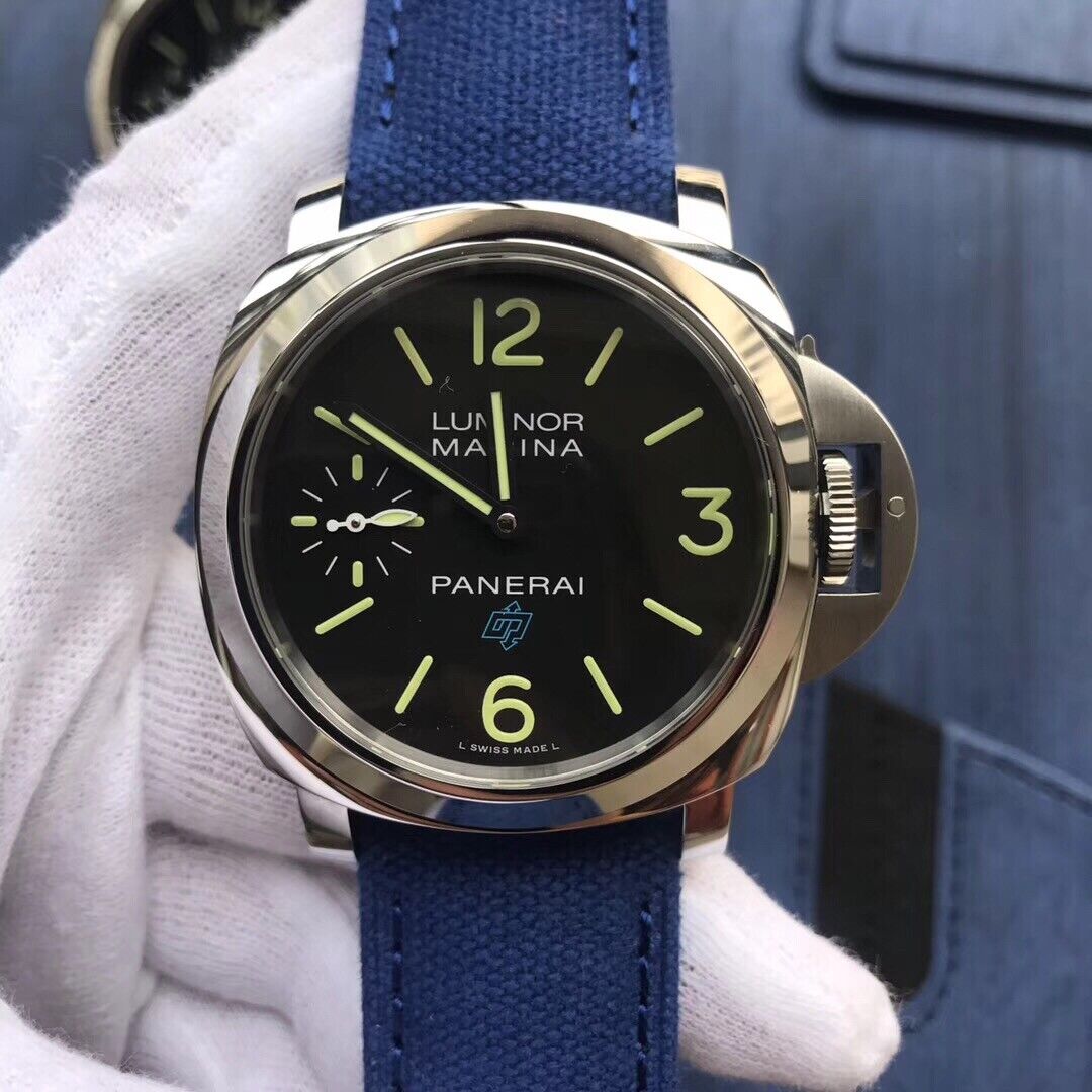 Panerai Luminor Marina PAM777 HWF SS Black Dial Blue Nylon Strap 6497