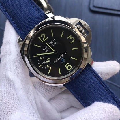 Panerai Luminor Marina PAM777 HWF SS Black Dial Blue Nylon Strap 6497