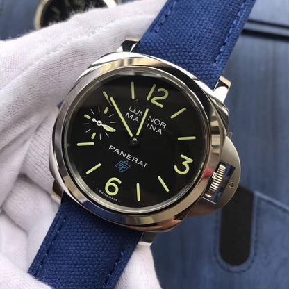 Panerai Luminor Marina PAM777 HWF SS Black Dial Blue Nylon Strap 6497