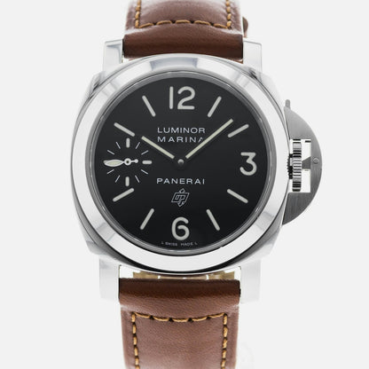 Panerai Luminor PAM005 HWF SS Black Dial Brown Leather Strap 6497