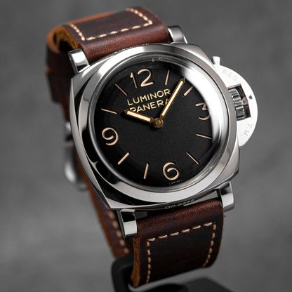 Panerai Luminor PAM673 HWF SS Black Dial Brown Leather Strap P3000
