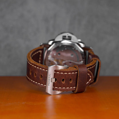 Panerai Luminor PAM673 HWF SS Black Dial Brown Leather Strap P3000