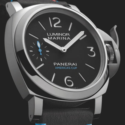 Panerai Luminor PAM724 Oracle Team USA HWF SS Black Dial Black Leather Strap 6497