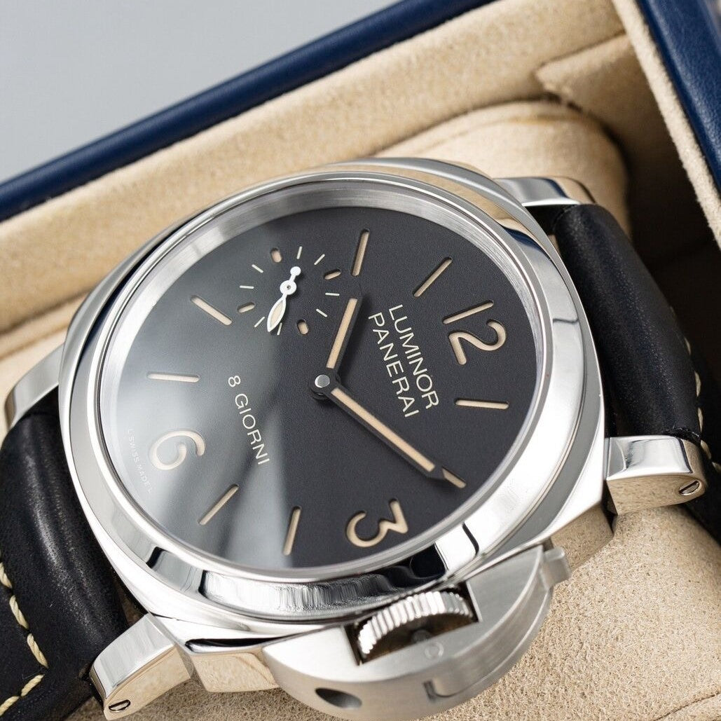 Panerai Luminor PAM915 HWF SS Black Dial Black Leather Strap P5000