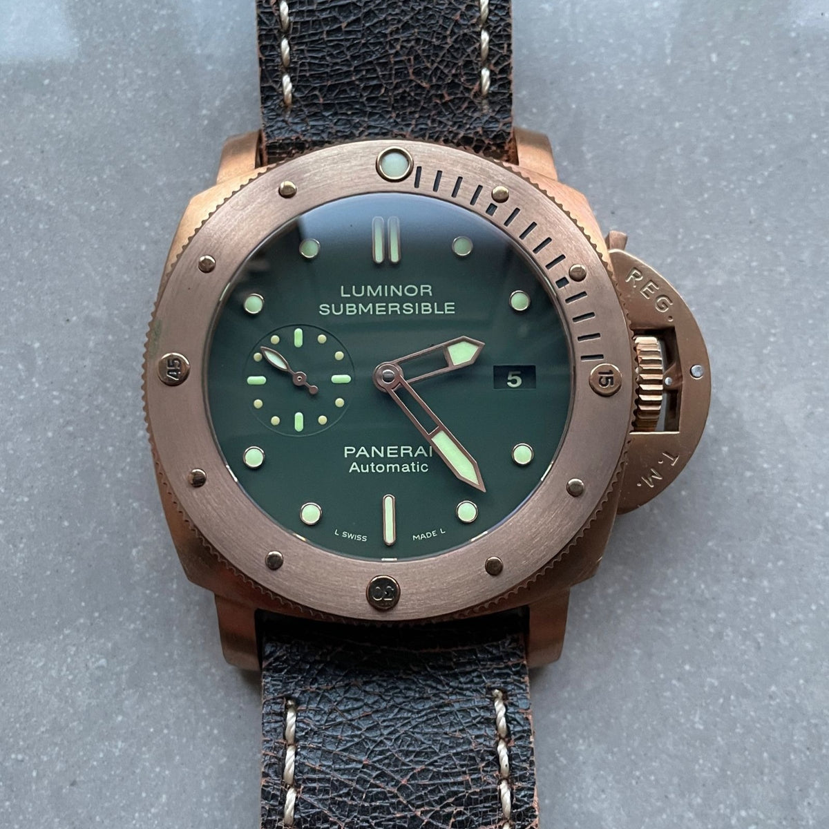 Panerai Luminor Submersible 1950 Bronzo PAM382 VSF Bronze Green Dial P9000 V2
