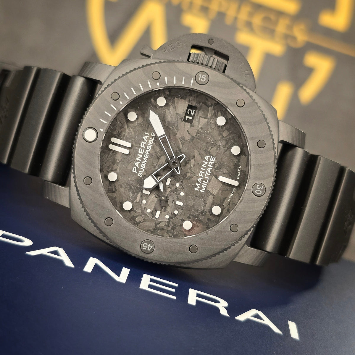 Panerai Luminor Submersible Marina Militare PAM979 VSF Carbotech Carbon Dial P9000