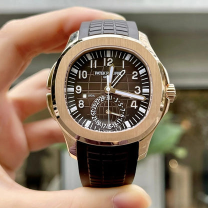 Patek Philippe Aquanaut Brown Embossed Arabic Dial Rose Gold Composite Men'S Watch 5164R-001