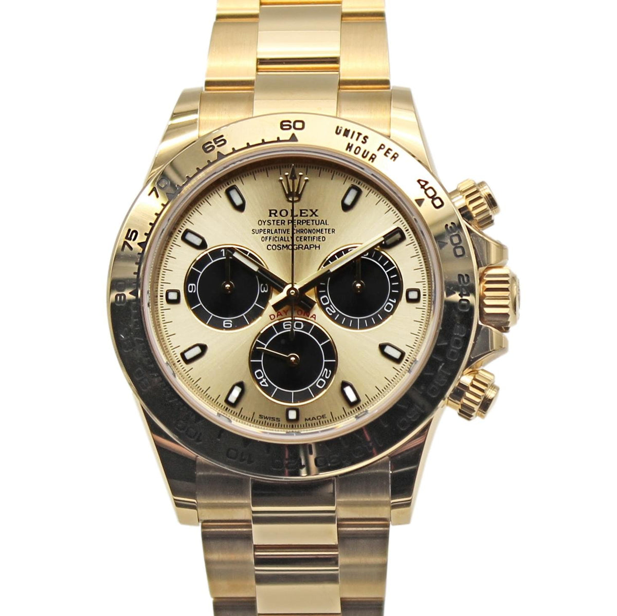 ROLEX YELLOW GOLD COSMOGRAPH DAYTONA CHAMPAGNE & INDEX DIAL 116508 CHBKI 40MM
