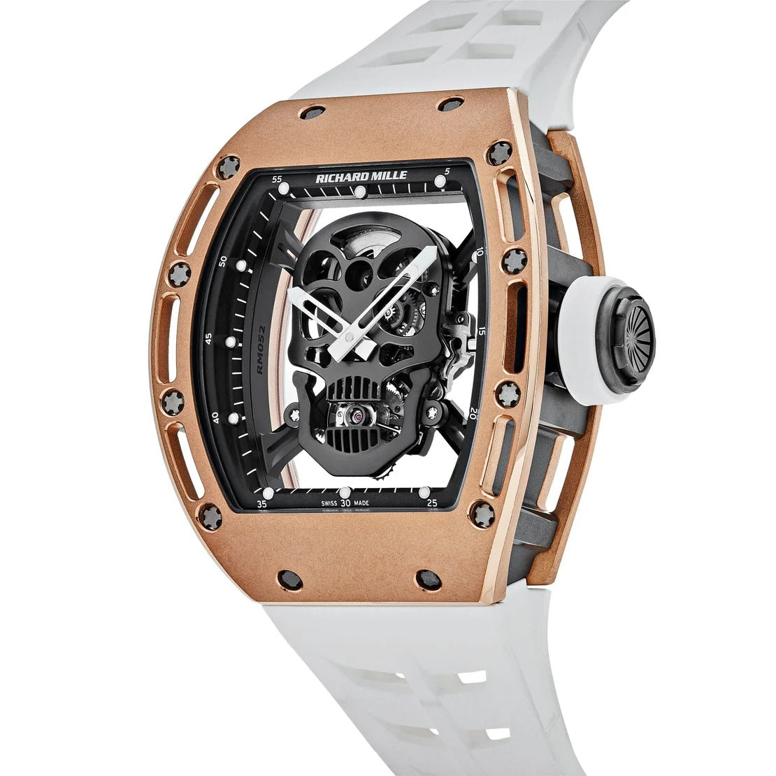 Richard Mille RM 052-013 Diamonds Skull Dial Rose Gold Men Watch