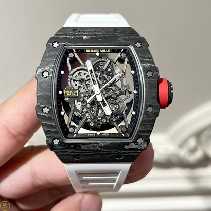 Richard Mille RM 055 Tourbillon Carbon TPT White Straps Watch