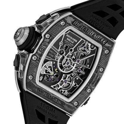 Richard Mille RM 62-01 Automatic Men Watch Black Rubber Band Carbon Fiber
