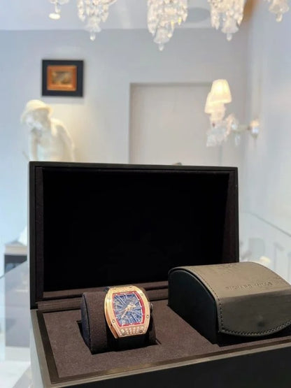 Richard Mille RM023 Black Rosegold Full Diamond White Rubber Strap