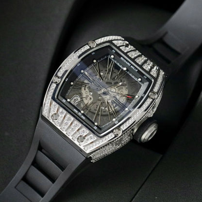 Richard Mille RM023 Black White Gold Diamond Black Rubber Band
