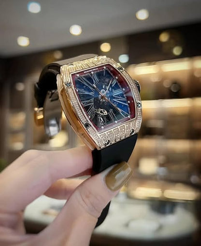 Richard Mille RM023 White Gold Diamond Black Rubber Band