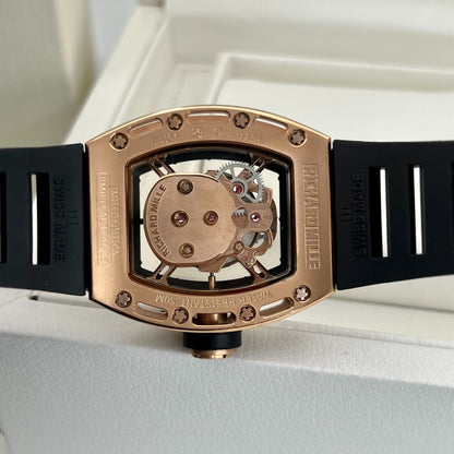 Richard Mille RM052-007 Black Skull Automatic Men Watch Yellow Rubber Strap