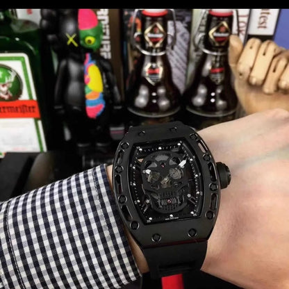 Richard Mille RM052-010 Black Skull Automatic Men Watch Black Band Rubber