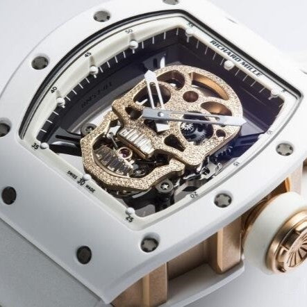 Richard Mille RM052 Around 50 42mm Men RM052-001 Silver-tone Diamonds Skull Dial White