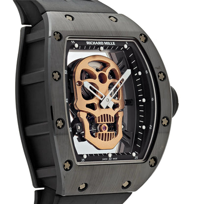 Richard Mille RM052 Tourbillon Diamonds Skull Rosegold Black Rubber Strap