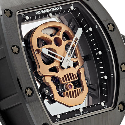 Richard Mille RM052 Tourbillon Diamonds Skull Rosegold Black Rubber Strap