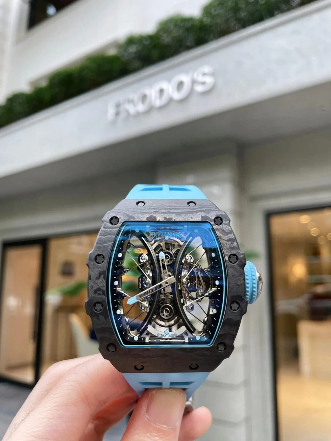 Richard Mille RM53-01 White Case Blue Rubber Strap
