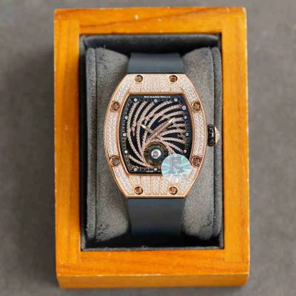 Richard Mille Rm51-02 Rosegold Diamond Black Rubber Strap