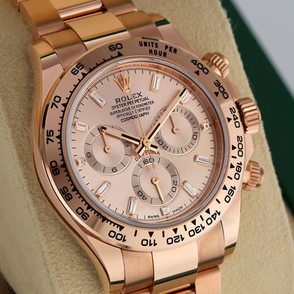 Rolex 116505-0017 Cosmograph Daytona Pink Baguette Index Everose Gold
