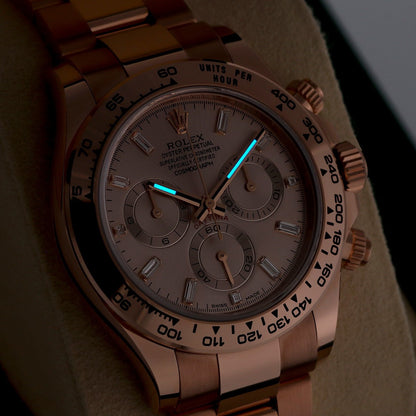 Rolex 116505-0017 Cosmograph Daytona Pink Baguette Index Everose Gold