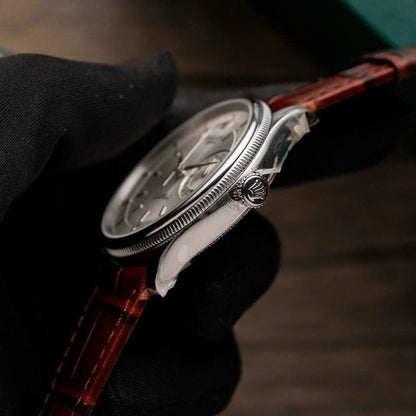 Rolex Cellini White Dial Stainless Steel Case Brown Leather Bracelet 622723