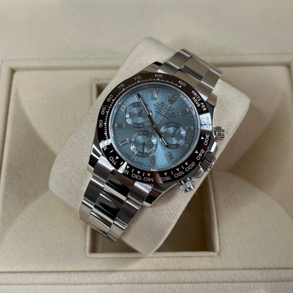Rolex Cosmograph Daytona 40Mm Platinum Oyster Ice Blue Dial 116506