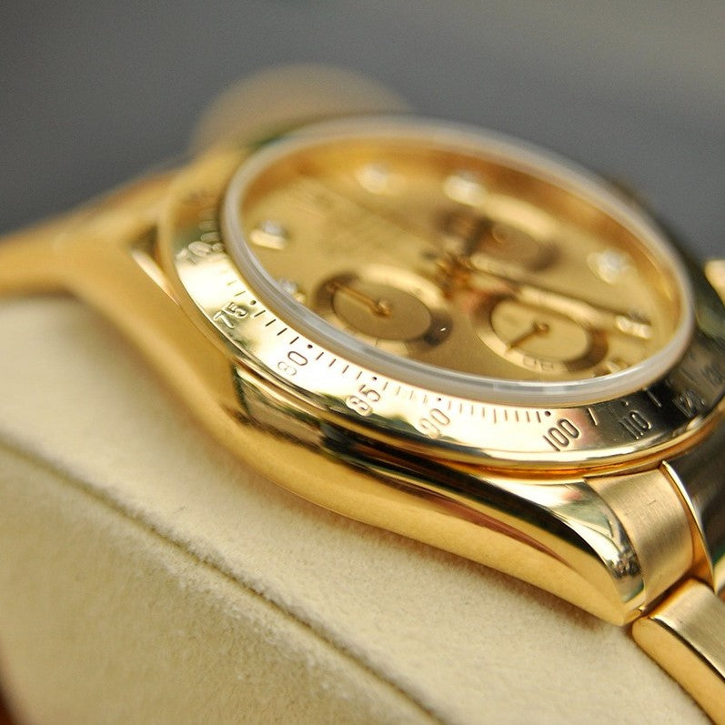 Rolex Cosmograph Daytona Brown Dial Diamond Numerals Gold Case And Bracelet 1454245