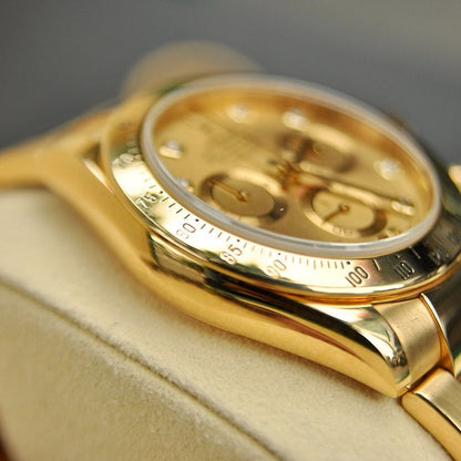 Rolex Cosmograph Daytona Brown Dial Diamond Numerals Gold Case And Bracelet 1454245