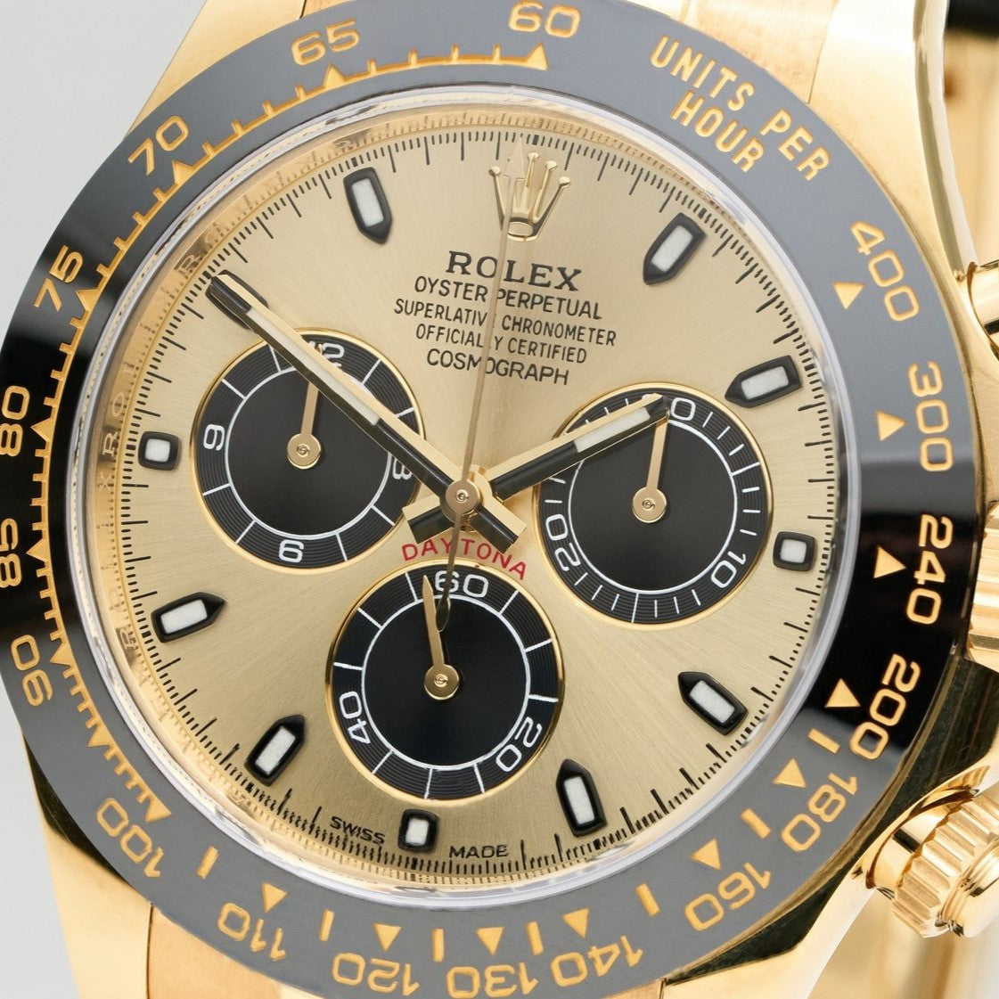Rolex Cosmograph Daytona Champagne Black Oysterflex Yellow Gold Mens Watch 116518Ln