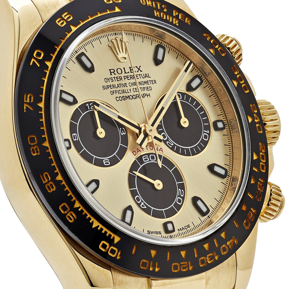 Rolex Cosmograph Daytona Champagne Black Oysterflex Yellow Gold Mens Watch 116518Ln