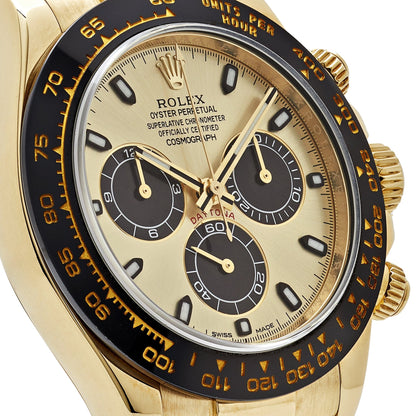 Rolex Cosmograph Daytona Champagne Black Oysterflex Yellow Gold Mens Watch 116518Ln
