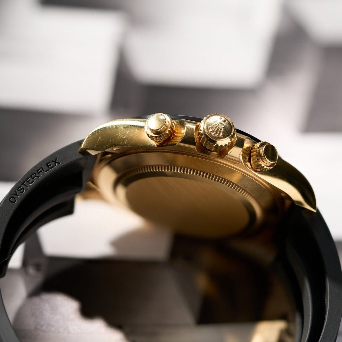 Rolex Cosmograph Daytona Champagne Black Oysterflex Yellow Gold Mens Watch 116518Ln
