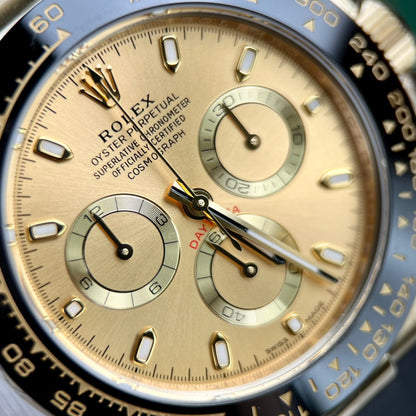 Rolex Cosmograph Daytona Champagne Dial Oysterflex Yellow Gold Mens Watch 116518Ln