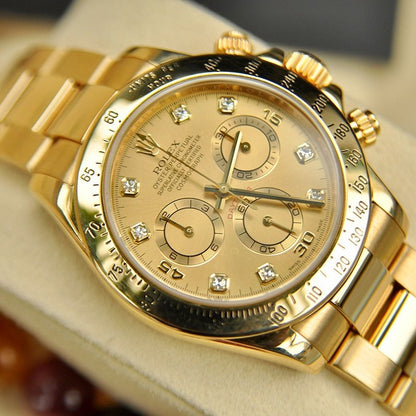 Rolex Cosmograph Daytona Champagne Diamond Dial Men's Watch 116528-0033