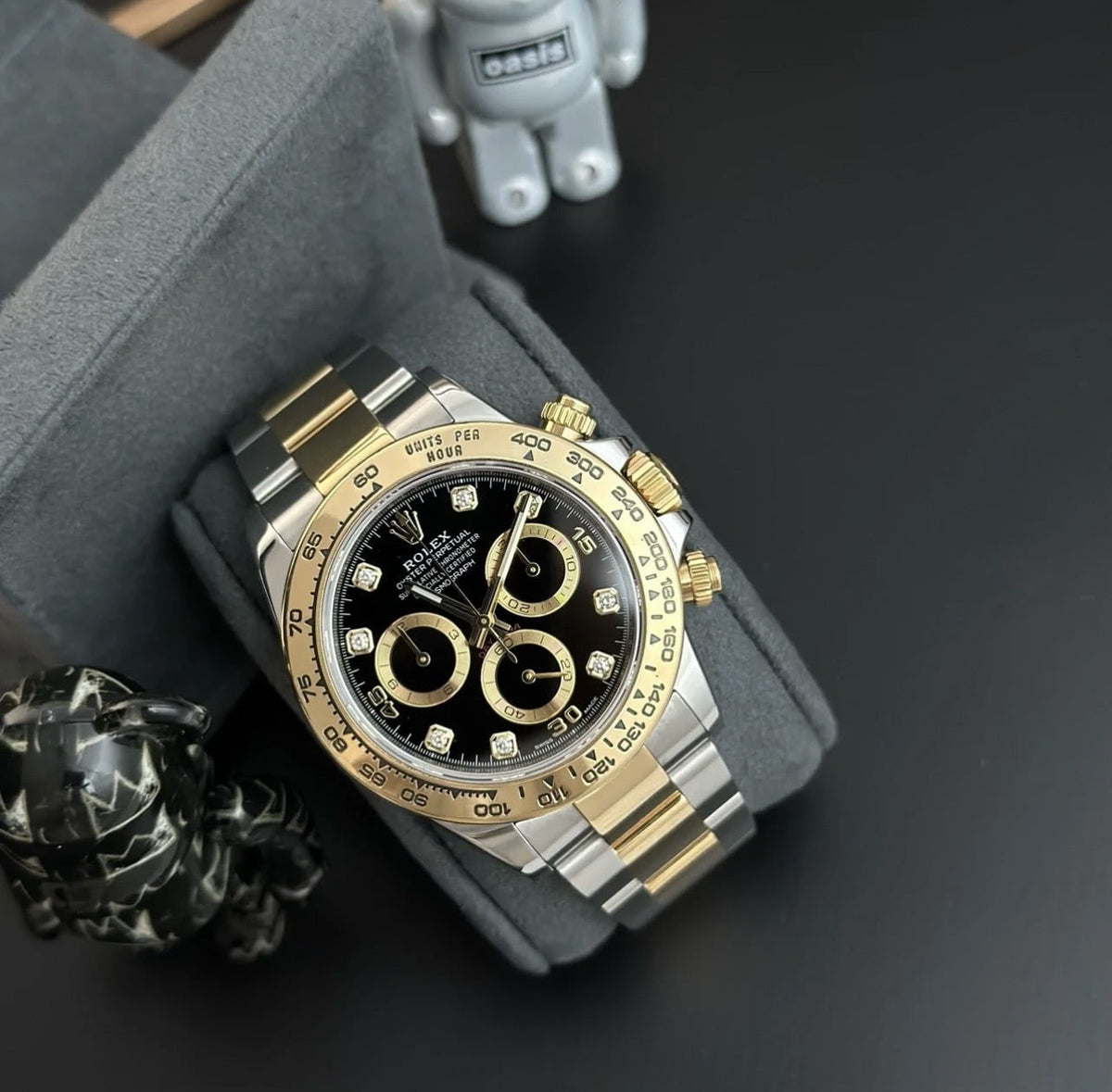 Rolex Cosmograph Daytona Chronograph Automatic Diamond Black Dial Men Watch 40Mm