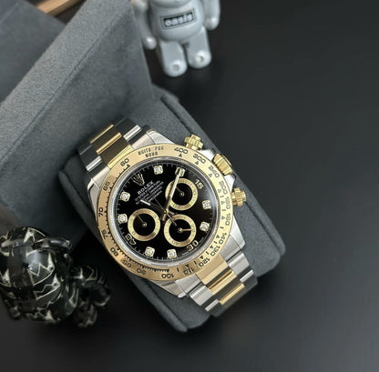 Rolex Cosmograph Daytona Chronograph Automatic Diamond Black Dial Men Watch 40Mm