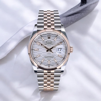 Rolex Datejust 126201 36Mm Silver Fluted Motif Jubilee