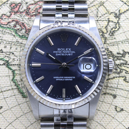 Rolex Datejust 16234 navy dial jubilee 36mm