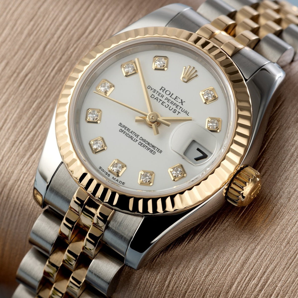Rolex Datejust 179173 Yellow Gold Jubilee Bracelet Diamond Dial Lady Watch