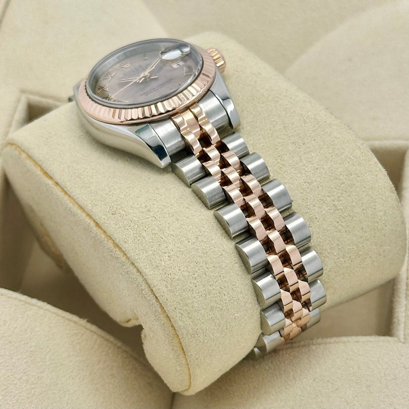 Rolex Datejust 26 179171 Purple Romans Numerals Rose Gold