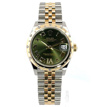 Rolex Datejust 31 Mm Oystersteel And Yellow Gold Olive Green Diamond Set M278343Rbr 0016