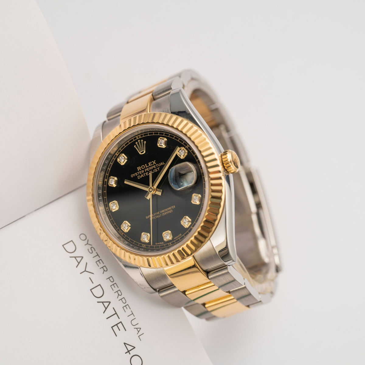 Rolex Datejust 36 Mm Oystersteel And Yellow Gold Bright Black Diamond Set M126233 0022